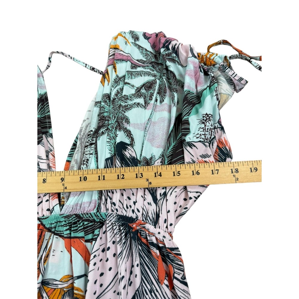 Maaji Dress Womens Large Tropical Maxi Boho Tassel Tie V Neck Beach Cover Up‎ - Picture 12 of 12